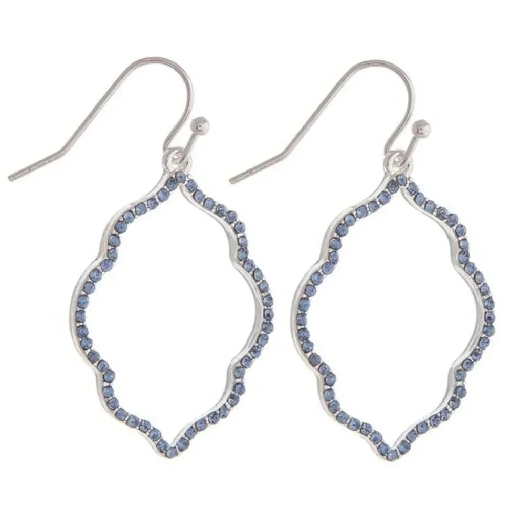 Boutique NWT Dainty lotus inspired drop earrings blue